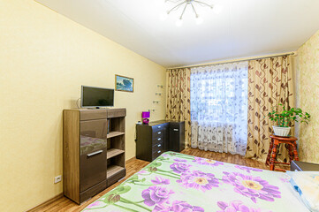 interior apartment room bedroom with bed
