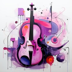 cello violin abstract caricature surreal playful painting illustration tattoo geometry modern