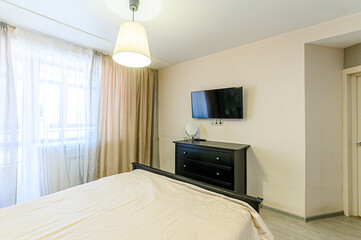 interior apartment room bedroom with bed