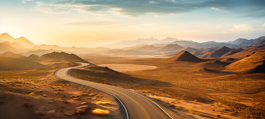 Fototapeta premium Winding desert road in a spectacular environment.