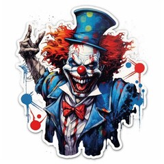 crazy clown tattoo sticker illustration Halloween scary creepy horror crazy devil