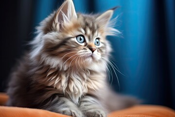 Closeup of a fluffy kitten Adorable kitten Beautiful cute little cat closeup