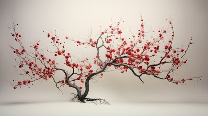  a tree with red berries growing out of it's branches.  generative ai
