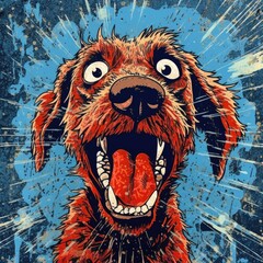 crazy barking dog furious mad portrait expressive illustration artwork oil painted sketch tattoo - obrazy, fototapety, plakaty