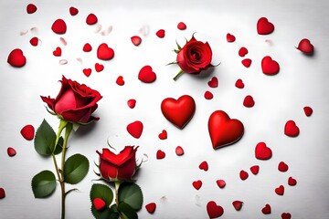 red rose petals on a white background