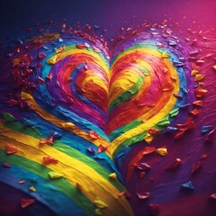 A vibrant pulsing heart radiating a spectrum of colors wallpaper 4k ,Colorful rainbow watercolor hearts 