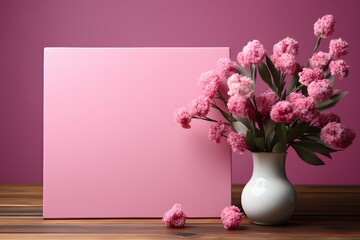 pink blank table mockup
