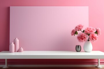 pink blank table mockup