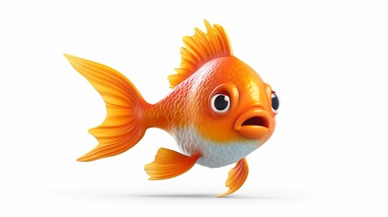 goldfish is standing on a white background in the style.Generative AI