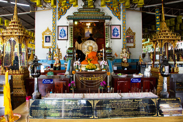 Buddha and buddhist saint holy arhat or buddhism noble monk arahant statue of Wat Kui Buri temple...