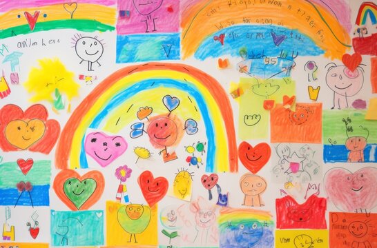 Children's drawings of rainbows