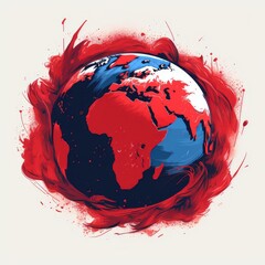 Crimson World: Illustration of Planet Earth in Red