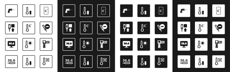 Set Celsius, Meteorology thermometer, Digital, Medical, and icon. Vector - obrazy, fototapety, plakaty