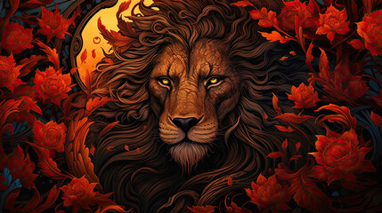 Fiery Leo Zodiac Illustration