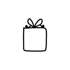 Hand drawn icons gifts with bows in cartoon style.