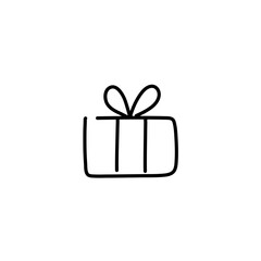 Hand drawn icons gifts with bows in cartoon style.