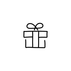 Hand drawn icons gifts with bows in cartoon style.