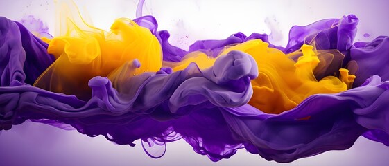 Abstract fluid background with purple and yellow colors - obrazy, fototapety, plakaty