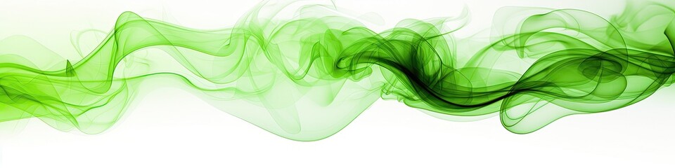 Green Smoke On A White Background. Panoramic Banner - obrazy, fototapety, plakaty