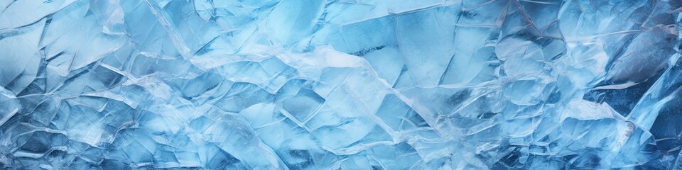 Fototapeta premium Ice Texture Winter Background Cracks Grunge Art. Panoramic Banner