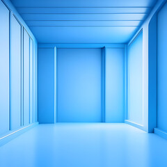 3d render of a interior, soft blue color
