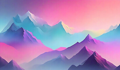 Abstract Misty Mountain Range Colourful Wallpaper. Mountain landscape background