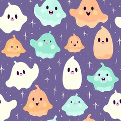Cute Halloween Seamless dark purple Pattern