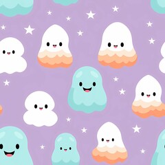 Cute Halloween Seamless purple Pattern