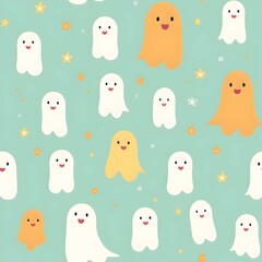 Cute Halloween Seamless light Green Pattern
