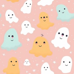 Light orange Cute Halloween Seamless Pattern