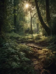 Poster Image of a forest with sunlight shining through the trees. © Tamazina