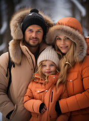 Modern Family Portraits, Winter Fun and Fashion Style: WinterFun. Captivating modern family portraits capturing the essence of winter fun and fashion. The family members are warmly dressed.