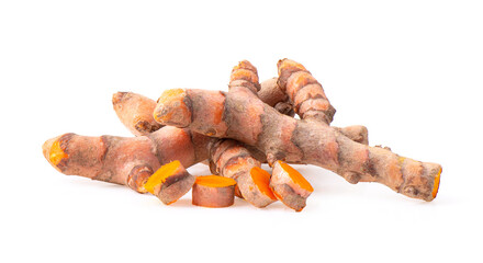 Turmeric root  on white background