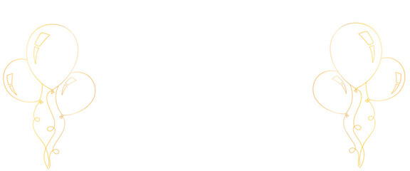 Balloons golden line art style. vector birthday element