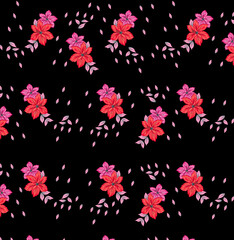 Hand-Drawn all-over Abstract Floral Vector Seamless Pattern black and white multi-colored geometric design for background, wallpaper, vector illustration, fabric, clothing, batik, carpet, embroidery.