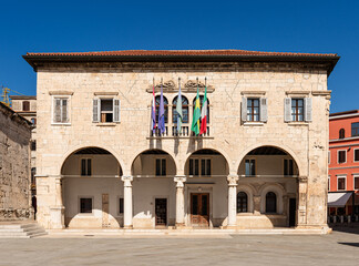 The town hall in Pula town on Istria, Croatia, Europe.
