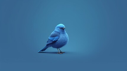 Obraz premium Minimalist funny bird art blue.Generative AI