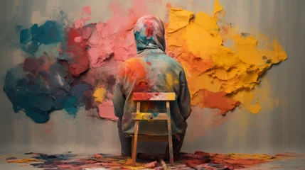 Foto op Plexiglas Poor artist sits and imagines the art he is about to create. © CraftyImago
