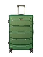 green travel suitcase front view isolated on white background
