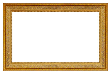 Old style vintage golden frame isolated on a white background
