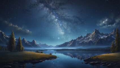 A backdrop that portrays the calm and mysterious allure of a starry night sky. - obrazy, fototapety, plakaty