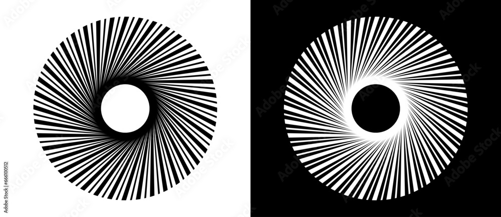 Poster art sun concept background. tattoo template or logo with lines. black shape on a white background an