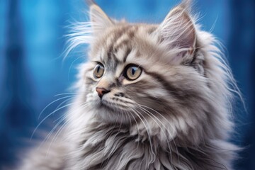 Naklejka na ściany i meble Closeup of a fluffy kitten Adorable kitten Beautiful cute little cat closeup