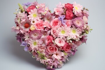 Charming Bouquet flower heart. Floral summer gift. Generate Ai