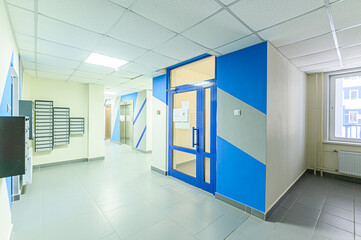 interior apartment public place, house entrance. doors, walls, staircase corridors