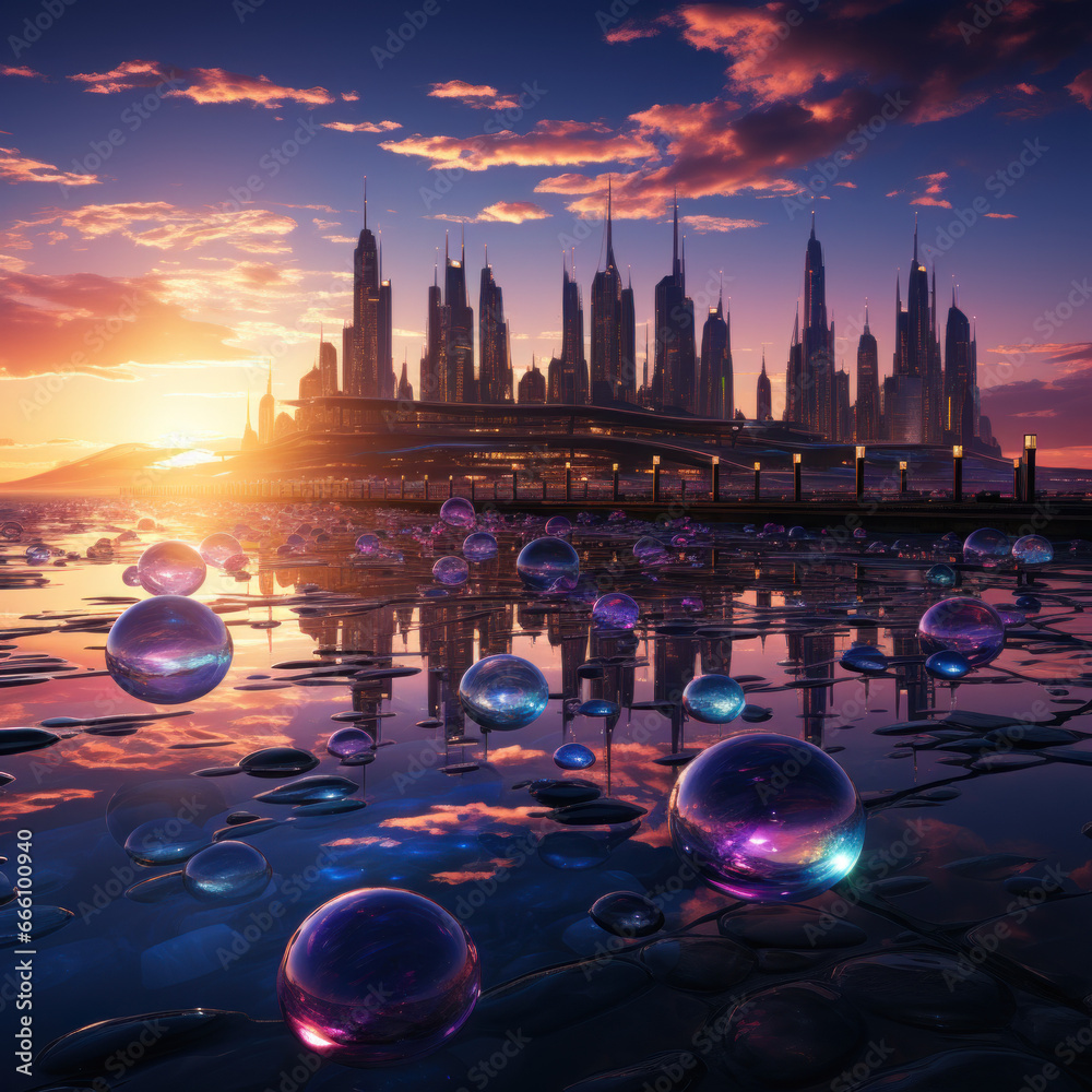 Canvas Prints _A_cityscape_of_iridescent_domes_hovering_above