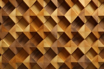 3D rendered wooden wall with diamond-shaped tile wallpaper. Generative AI