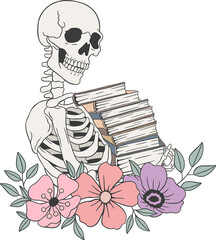 skeleton reading book
