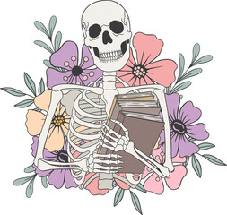 skeleton reading book