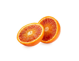 Blood orange on white background